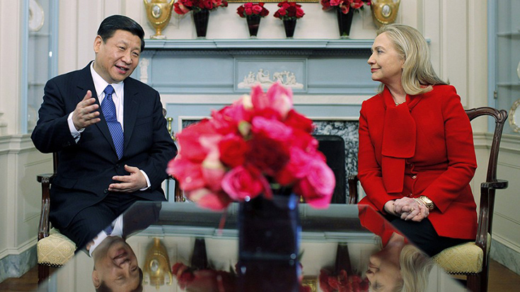 Hillary Clinton e Xi Jinping.