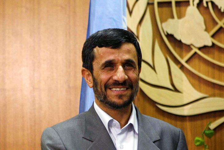 Iranian President Mahmoud Ahmadinejad smiles as he meets with United Nations Secretary-General Ban Ki-moon at the United Nations in New York September 24, 2007. REUTERS/Eric Thayer/File Photo