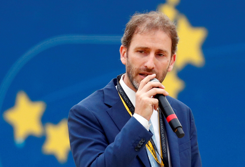Davide Casaleggio parla al raduno dei Cinque Stelle al Circo Massimo a Roma, Italia, 21 ottobre 2018. REUTERS/Max Rossi