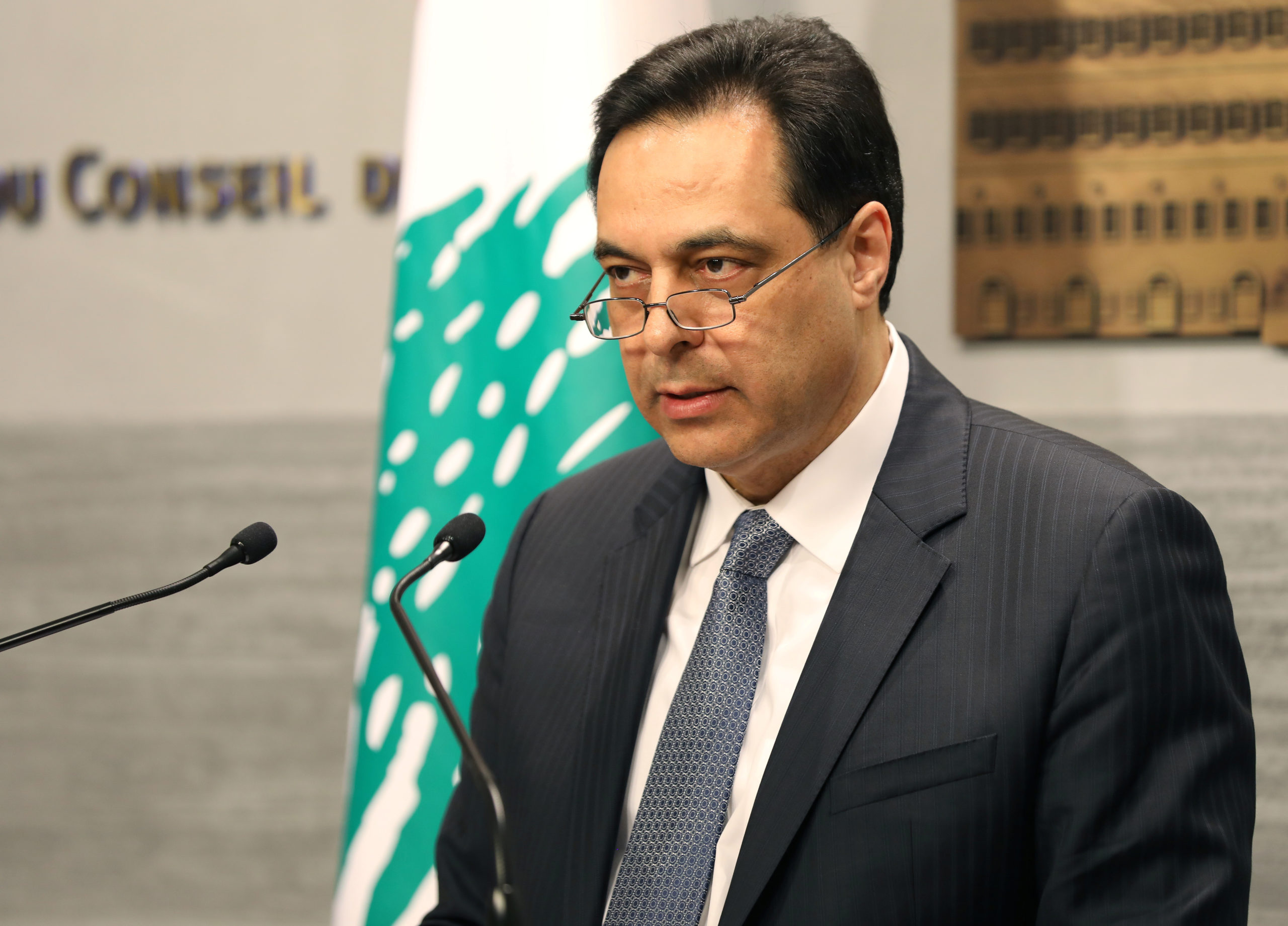 Il Primo Ministro libanese Hassan Diab a Beirut.
