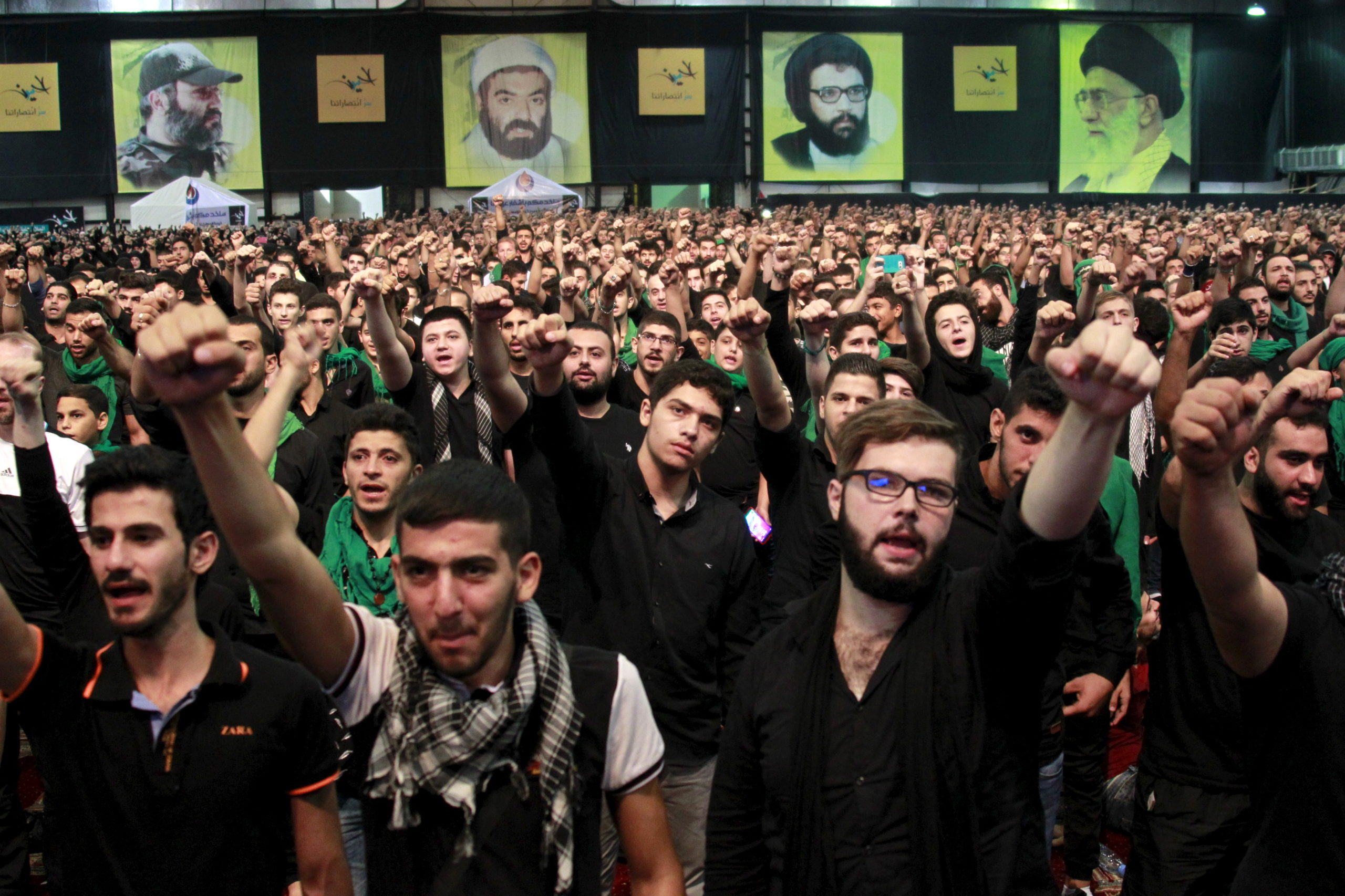 Supporters of the Lebanese organization Hezbollah attend a religious ceremony in Beirut