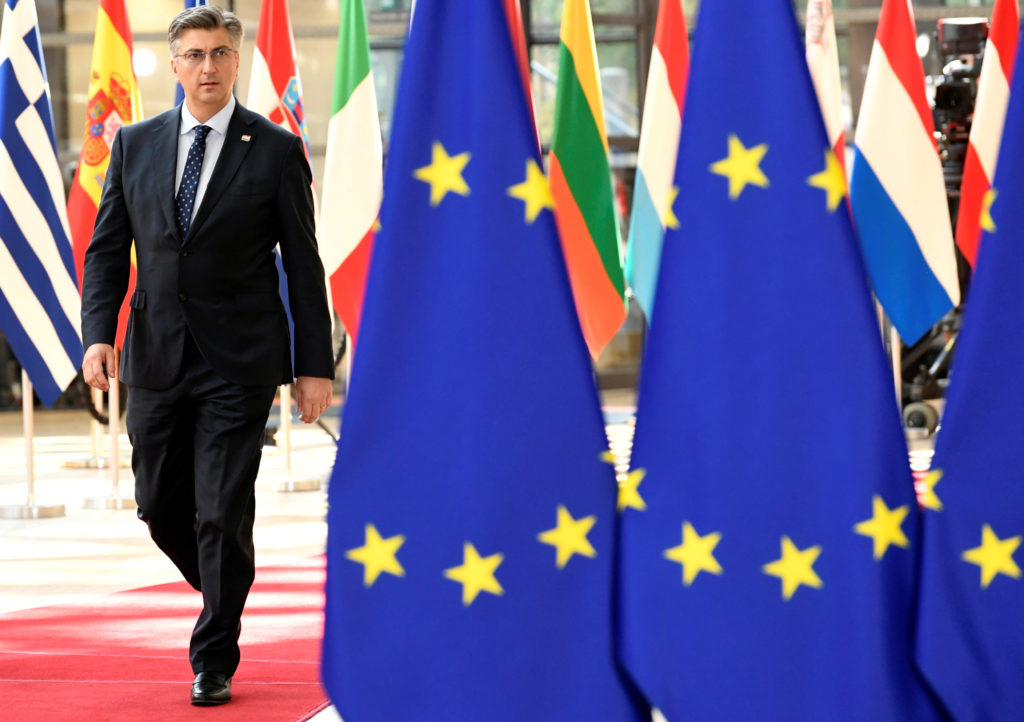 Croazia, la presidenza spingerà per l'allargamento Ue. Il Primo Ministro croato Andrej Plenković a Bruxelles, Belgio. REUTERS/Piroschka Van De Wouw