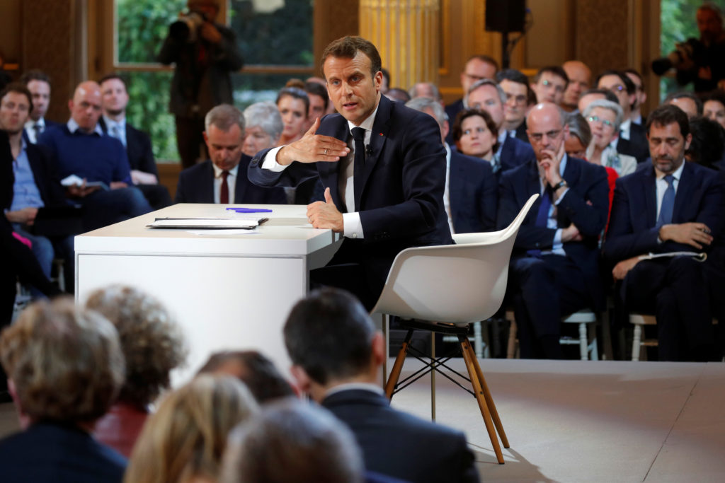 Popular sovereignty: a duty of liberal citizenship. French President Emmanuel Macron speaks during a news conference to unveil his policy response to the yellow vests protest, at the Elysee Palace in Paris, France. REUTERS/Philippe Wojazer